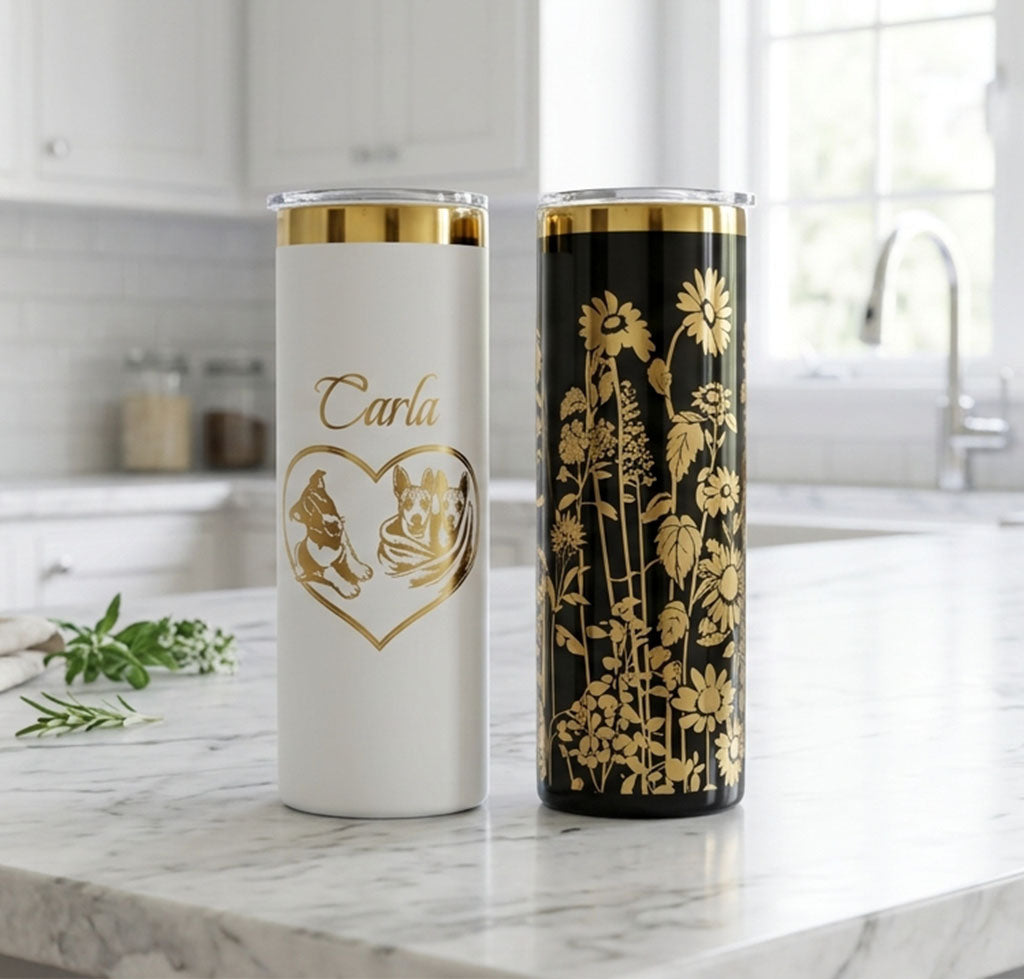20oz Skinny Tumbler - Gold Engraving