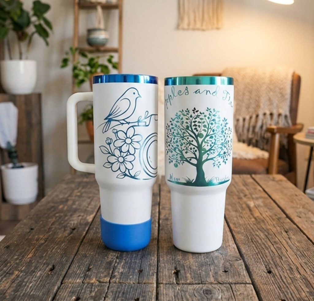 40oz Tumbler - Permanent Handle w/Colorful Engraving