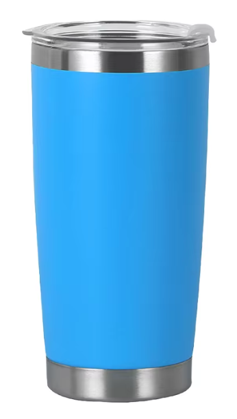 Blue 20 oz tumbler with clear lid