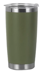 Dark Green 20 oz tumbler with clear lid