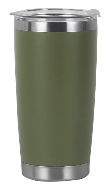 Dark Green 20 oz tumbler with clear lid