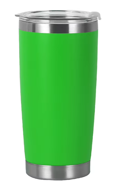 Green 20 oz tumbler with clear lid