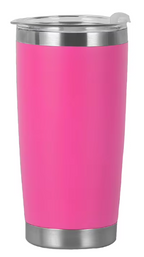 Pink 20 oz tumbler with clear lid