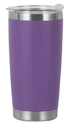 Purple 20 oz tumbler with clear lid