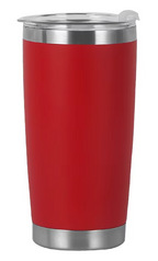 Red 20 oz tumbler with clear lid