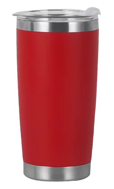 Red 20 oz tumbler with clear lid