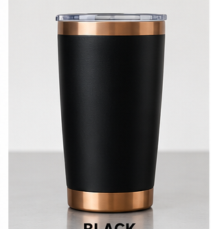 Black 20 oz copper accent tumbler