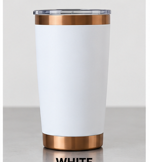 White 20 oz copper accent tumbler
