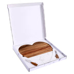 Personalized Heart-Shaped Wood & Marble Serving Set